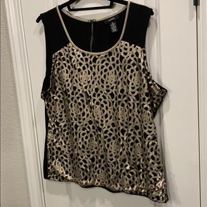 Black gold Alfani shell with cutout overlay